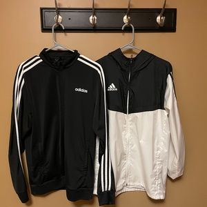 2 Adidas Zip Up no hood and 1 with hood